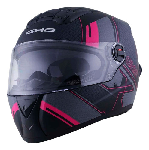 Casco Integral Ghb M-61 Negro Rosa Matte Certificado / Qr