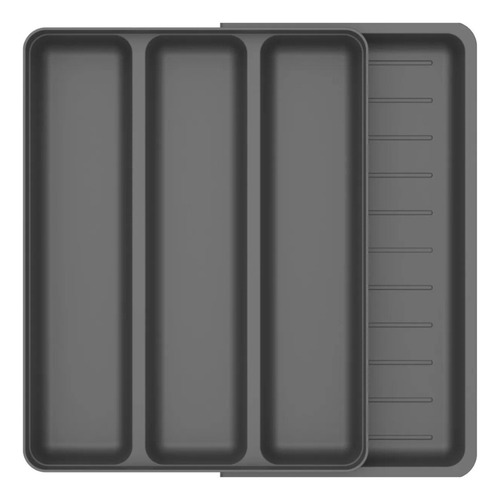 Organizador Porta Talheres C/ Separador Gaveta Cozinha Cinza