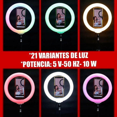 Aro De Luz Led 30cm Con Tripié De Escritorio Soporte Celular Blanco