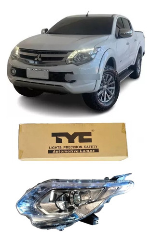 Farol L200 Triton Sport Hpe Esquerdo 17 18 19 20 C/ Drl Led