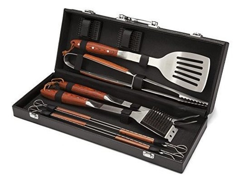 Kit De Parrilla De Acero Inoxidable Y Asas De Madera