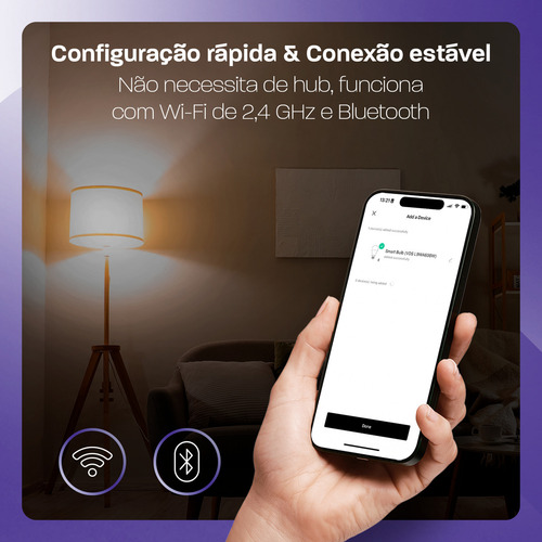 Lâmpada Inteligente Wi-Fi Velds, Smart LED, RGB 16 Milhões de Cores, 9W, 800 Lúmens, Controle por App, Compatível com Alexa e Google Assistente, 127/220V