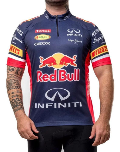 Camisa Scape Red Bull Ciclismo Tradicional Com Proteçao Uv