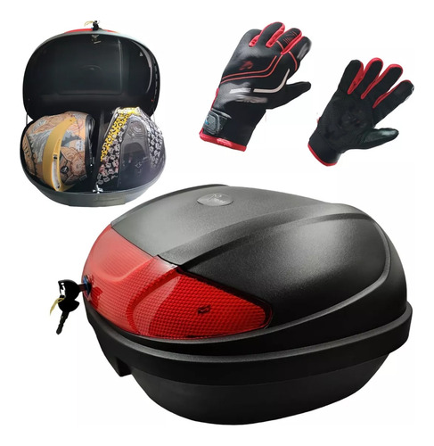 Caja Baul Porta Equipaje Moto Top Case 2 Cascos + Guantes 48