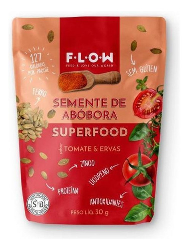 Kit 2 Snack Semente De Abóbora Com Tomate/ervas Flow 30g