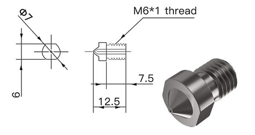 Boquilla Acero Endurecido Hardened Steel 0.4mm E3dv6 M6 3d