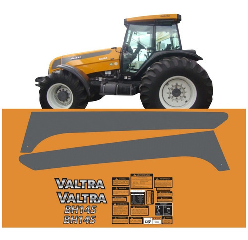 Kit Adesivo Faixas Compatível Trator Valtra Bh145+ Etiquetas Cor TRATOR VALTRA BH145
