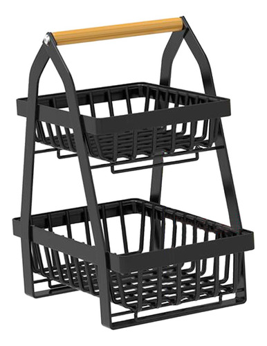 Cesta De Alambre De Metal Desmontable Con Mango De Madera