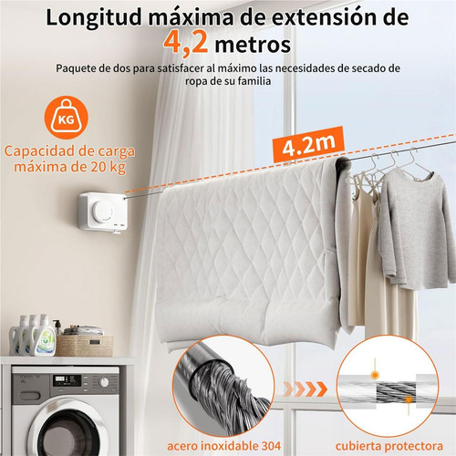 Tendedero Telescópico Ajustable 2 Piezas, Tendedero De Pared