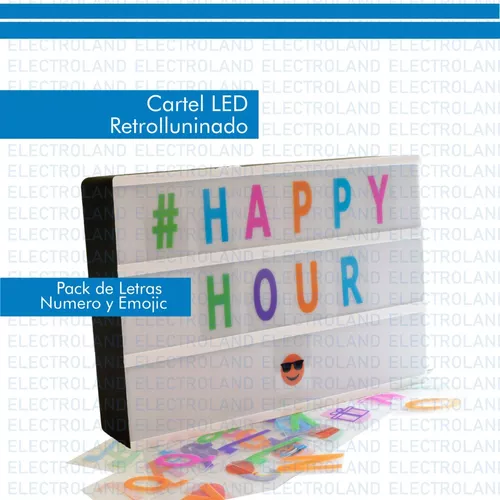 Cartel Luminoso Led Letras Colores Lightbox Tablero 30x25 - $ 1.095,48