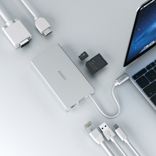 Aukey Hub Multipuerto Usb-c Gris - Cb-c55