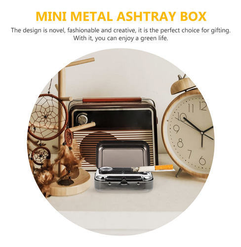 Mini Cenicero Portátil Con Forma De Rectángulo De Acero Inox