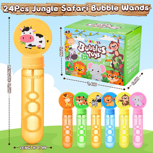 Varitas Burbujas Animales Selva Niños Fiesta Safari Juego Pr Color