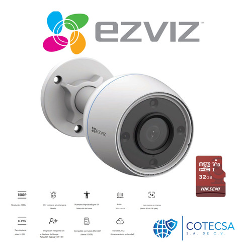 Kit Video Vigilancia 2 Camara Ezviz 2mp Audio 32gb/ Cs-h3c