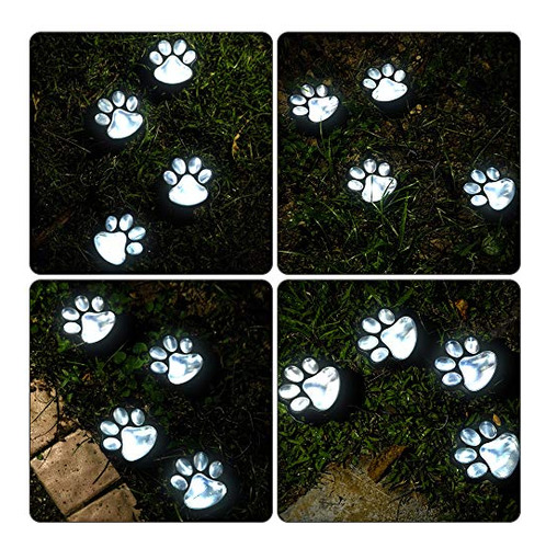 Luces Solares Estampado Patas Perro Gato Lámpara Led Decorac