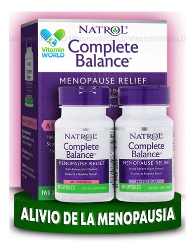 Natrol Balance menopaue relief Completo 60 Capsulas (am 30 Caps Pm 30 Caps) Sabor Sin sabor