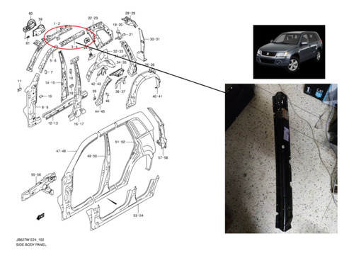 Panel Interno Superior Trasera Derecha Grand Vitara J3