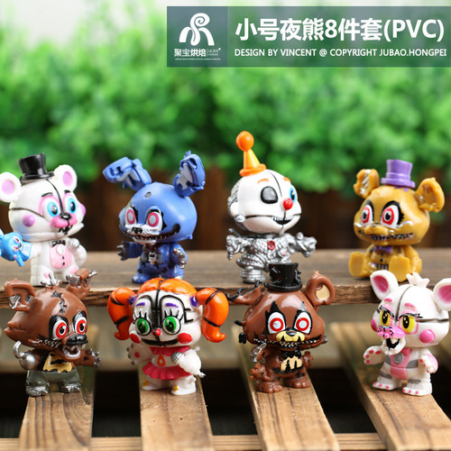 8 Animes Blind Box Night Bear Fnaf Boneca Modelagem Adornos