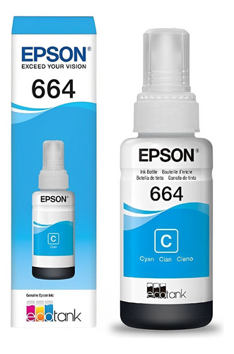 Tinta de impresora Epson T664 L565 L395 L455 L355 L121 cian de 70 ml