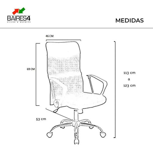 Imagen 5 de 6 de Silla Mesh Sillon Ergonómico Cromado Full Baires4