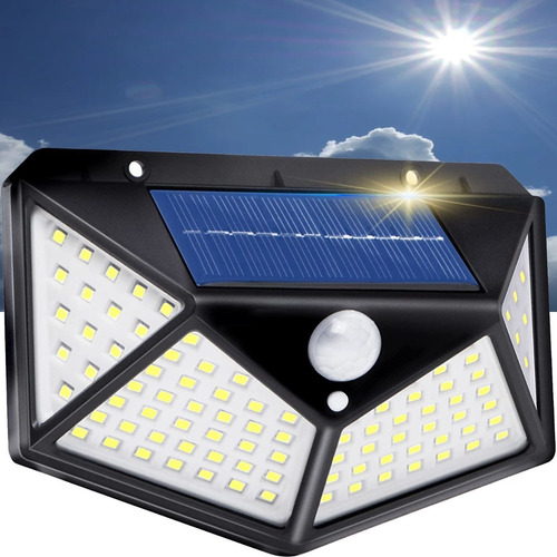 Lámpara Solar 100 Led X1 Sensor De Movimiento Exteriores 