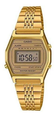 Relógio Feminino Casio Dourado Digital Pequeno Pulseira Aço
