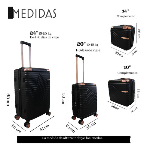 Set 4 Maletas De Viaje 20 Y 10 Kgs Grande Y Carry On De Mano