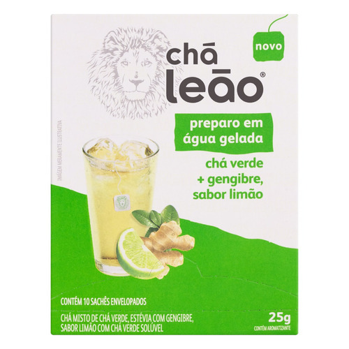 Chá Leão verde gengibre e limão em sachê 25 g 10 u