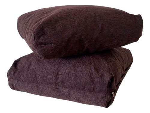 Pack X2 Almohadones De Chenille 60x60x10 Sillon Color Chocolate Diseño de la tela Liso