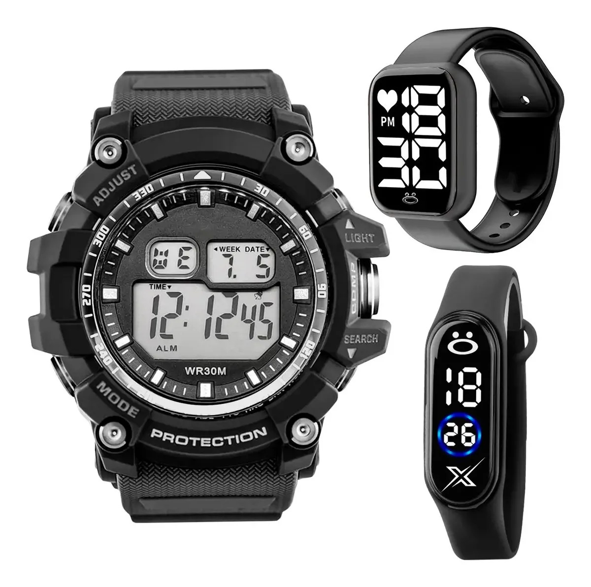 Relógio Digital Prova Dagua Masculino + Relogio Bracelete Único