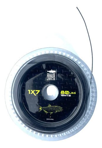 Cable De Acero Lider Pesca Amberjack 1x7 10 Mts Dorado Color negro--80 lbs