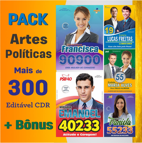 Pack Campanha Política Editável - Várias Artes Prontas! 