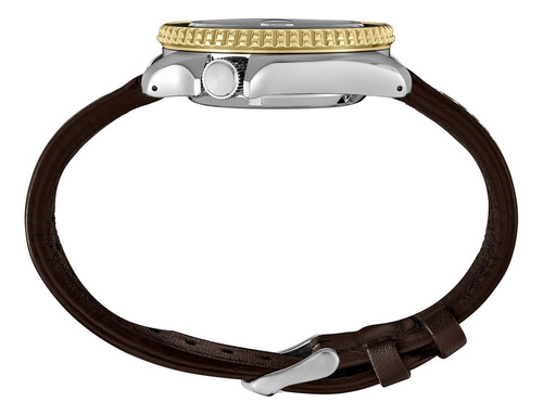Relogio Seiko 5 Sports Skx Gmt Automatic Pulsei Couro Ssk036 Marrom-escuro Dourado Preto