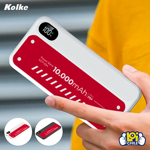 Batería Externa Power Bank Kolke 10000mah Carga Rápida Blanc