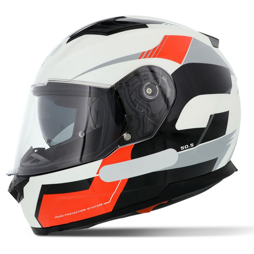 Capacete Fechado Givi 50.5 Branco Cinza Vermelho Preto