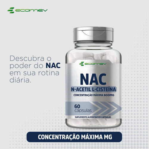 2x Nac N- Acetil L- Cisteina 600mg 120cáps Puro (com Laudo)