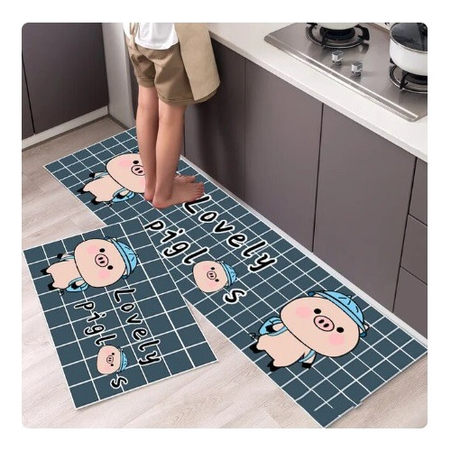 Alfombra Para Cocina Piso Baño Antideslizante Set 2 En 1