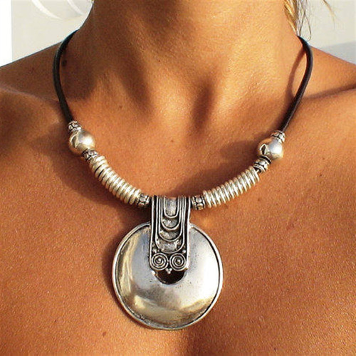 Collar Choker Bohemio Retro De Cuero Y Aleación Ccb