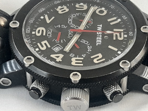 Reloj De Pulsera Tw Steel Crono Piel Todo Original Negro Negro Negro (Usado)