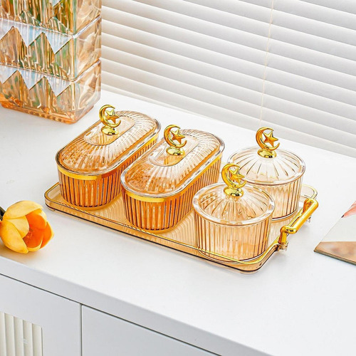 Plato Decorativo Para Servir Aperitivos Y Frutos Ámbar L