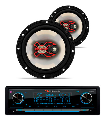 Rádio Mp3/bt/usb Nq537bd Nakamichi + Alto-falantes 6 Bravox