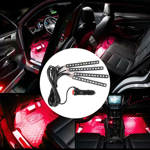 Luz Para Interior De Coche, 12 V, 4 X 12 Smd, Rgb, Tira De L