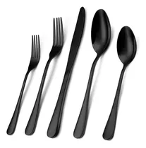 Comprar Juego De Cubiertos Negros Wildone De 40 Piezas, Acero Inoxid