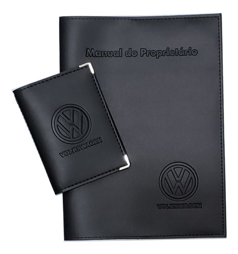 Imagem 1 de 7 de Kit Volkswagen Porta Manual E Porta Documentos Couro Eco