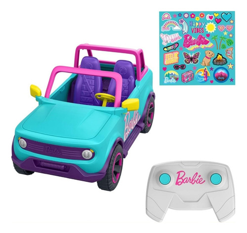 Camioneta De Juguete Hot Wheels Barbie Rc Suv Y Calcomanías