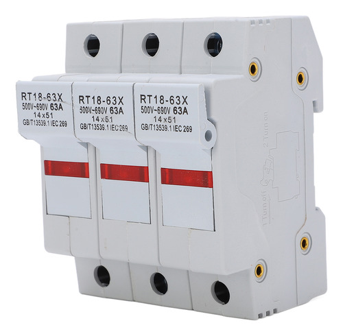 Base Portafusibles Rt18-63x Montada En Riel Con Luz Led Para