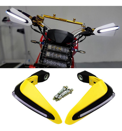 1 Par De Protetores De Mão Para Motocicleta Led Amarelo