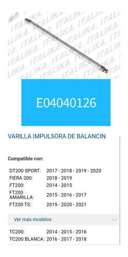 Varilla Impulsora De Balancín Dt200 Sport, Fiera 200, Ft200,