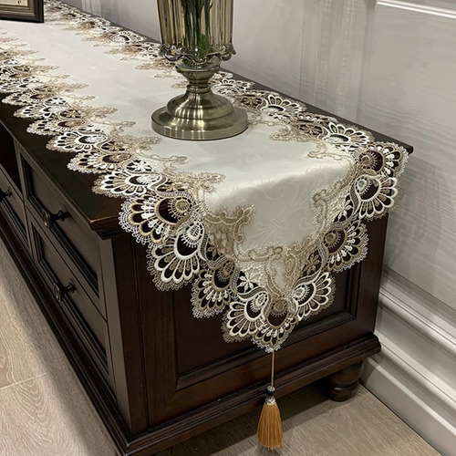 Mantel Rectangular De Encaje Con Flores Para Cocina, Comedor