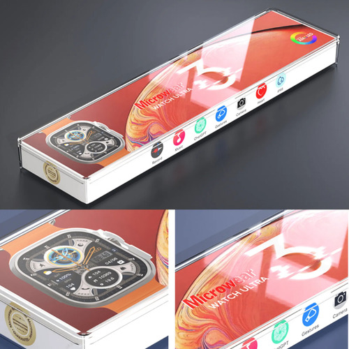 Smartwatch P/ iPhone Ultra 3 Pro Max 49mm Amoled C/ Nfc Gps Caixa Prateado Pulseira Bege